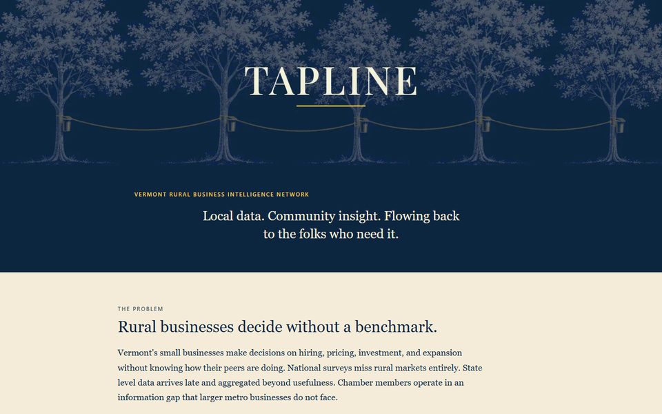 The Tapline landing page